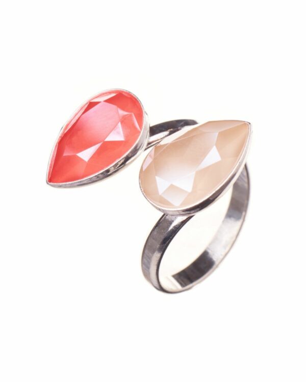 Coral and Ivory Ring - Exquisite Handcrafted Jewelry